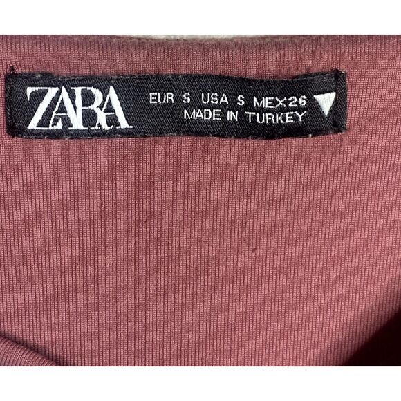 ZARA 90s Crop Top Short Sleeve Stretch Squared Neckline Very Soft S Blush Pink - Picture 10 of 14